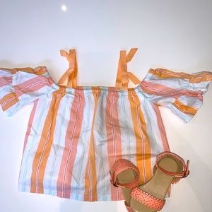 Janie and Jack Girl Peach Top & Shoes